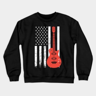 Electric Guitar Patriotic American USA Flag Guitar Player Crewneck Sweatshirt